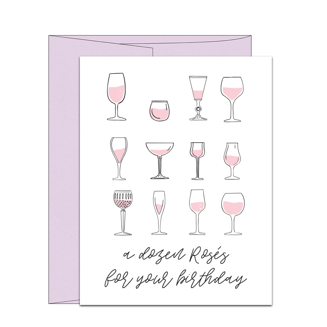A dozen birthday roses funny wine lover birthday card
