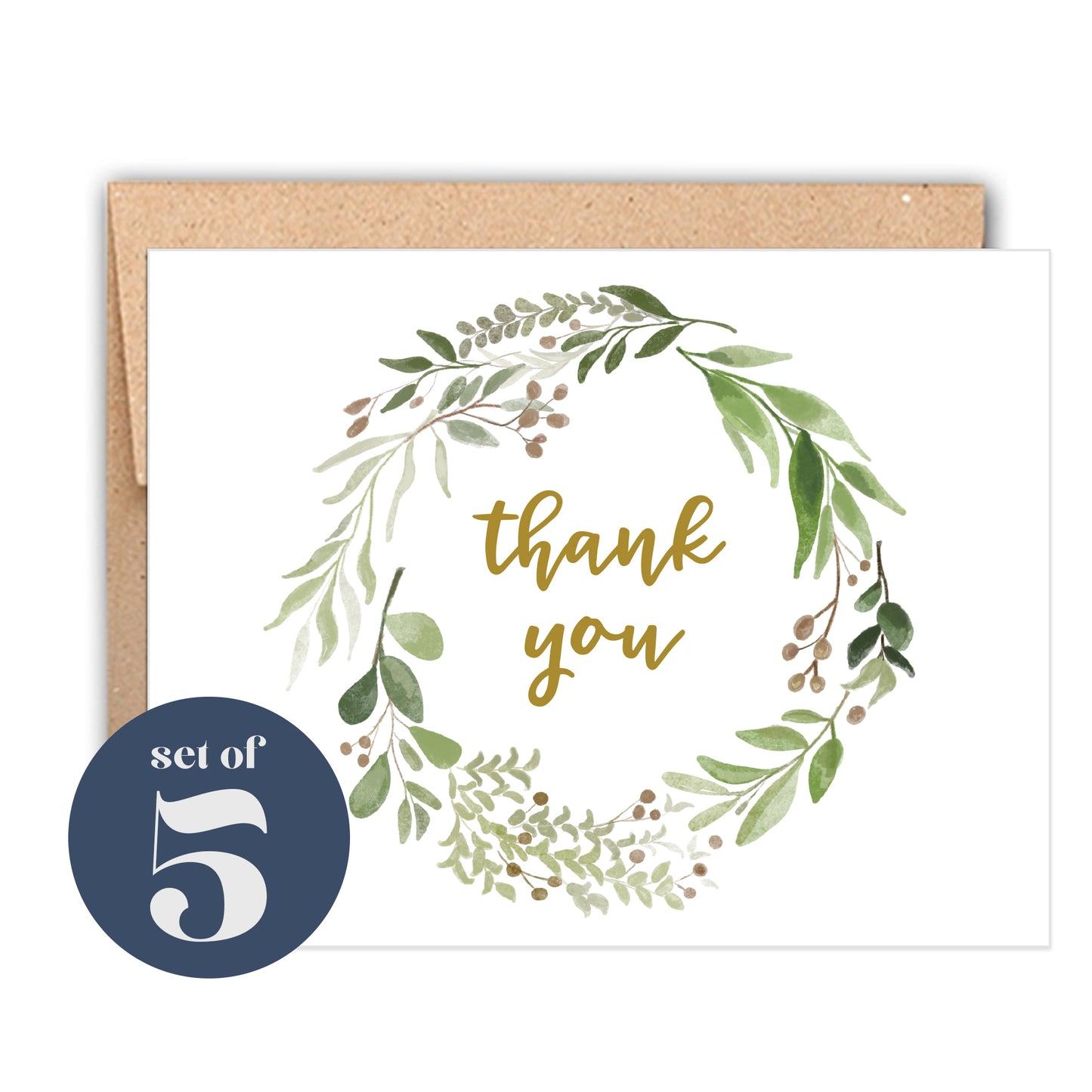 Gold Wreath Thank You Card Set
