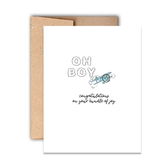 Airplane Baby Boy Shower Card