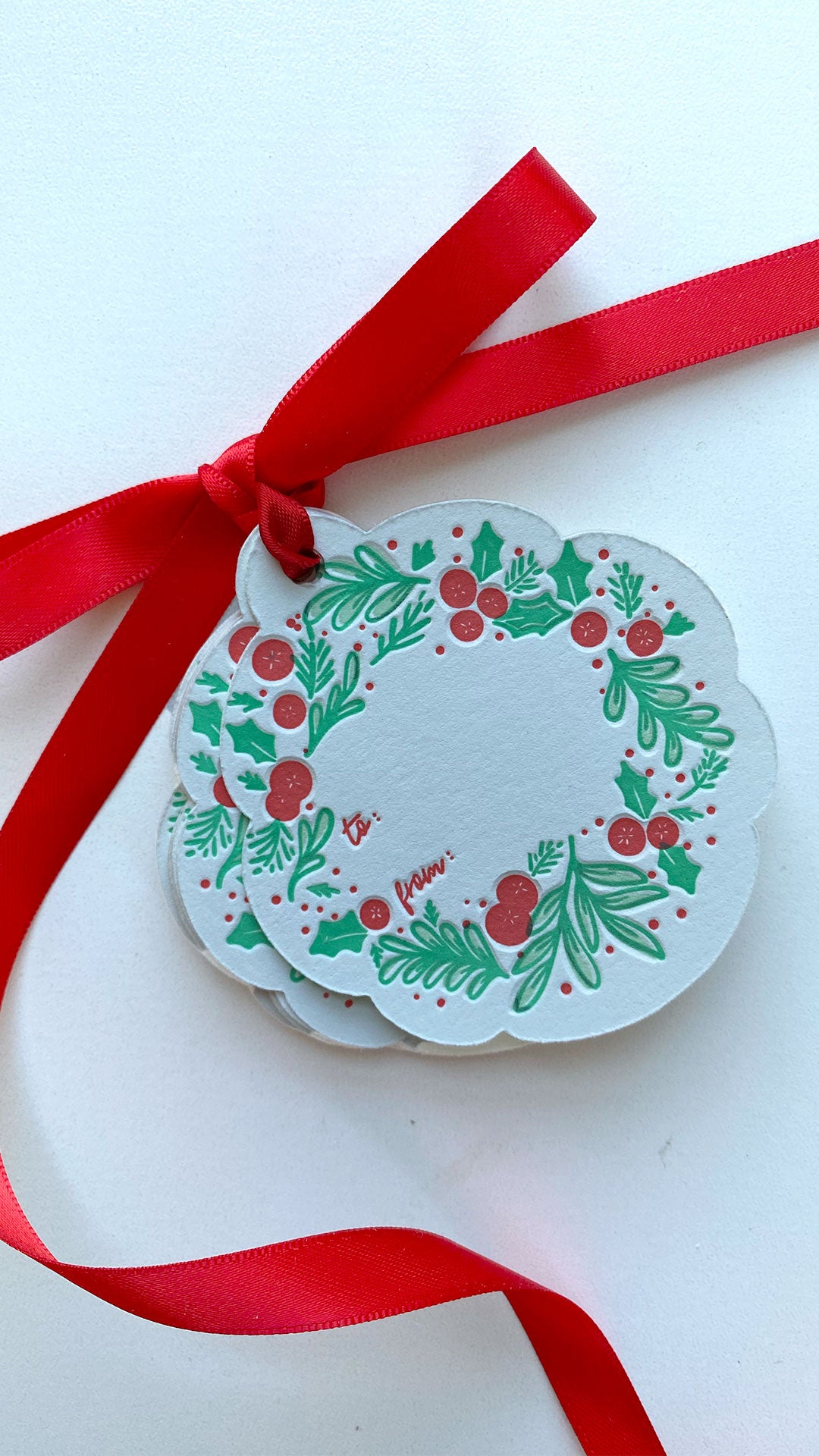 letterpress gift tag for the holidays