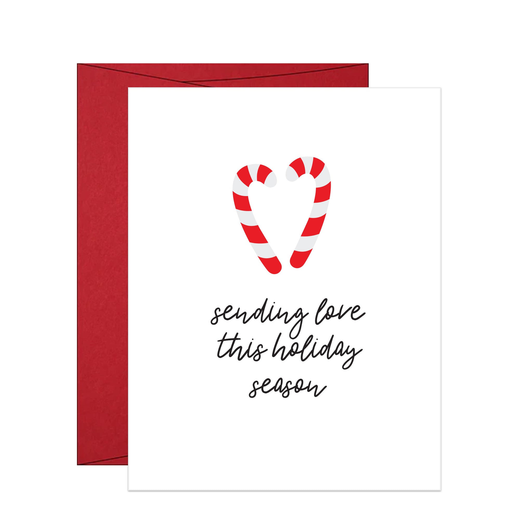 Sending love with candy canes holiday card