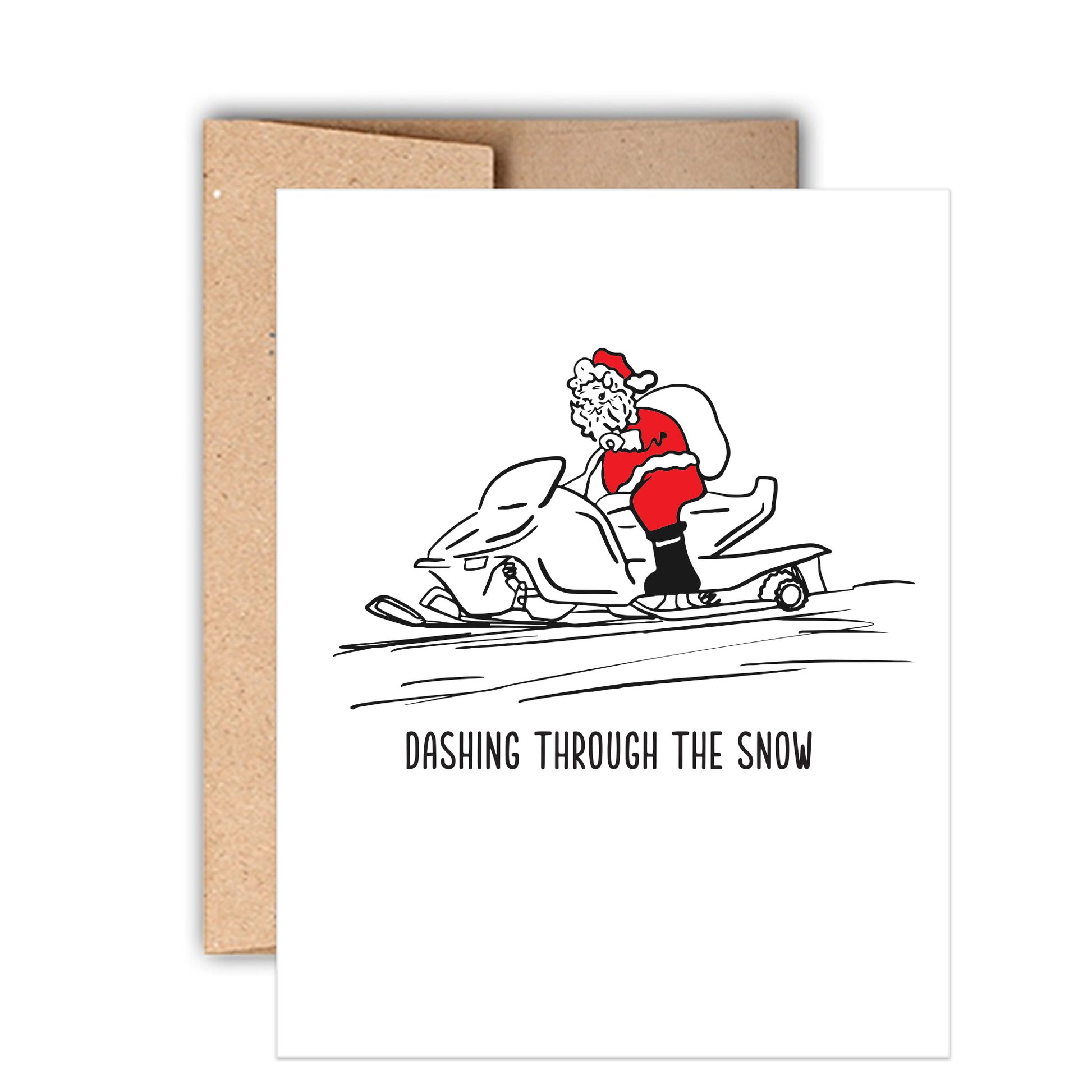 Santa on a snowmobile holiday card