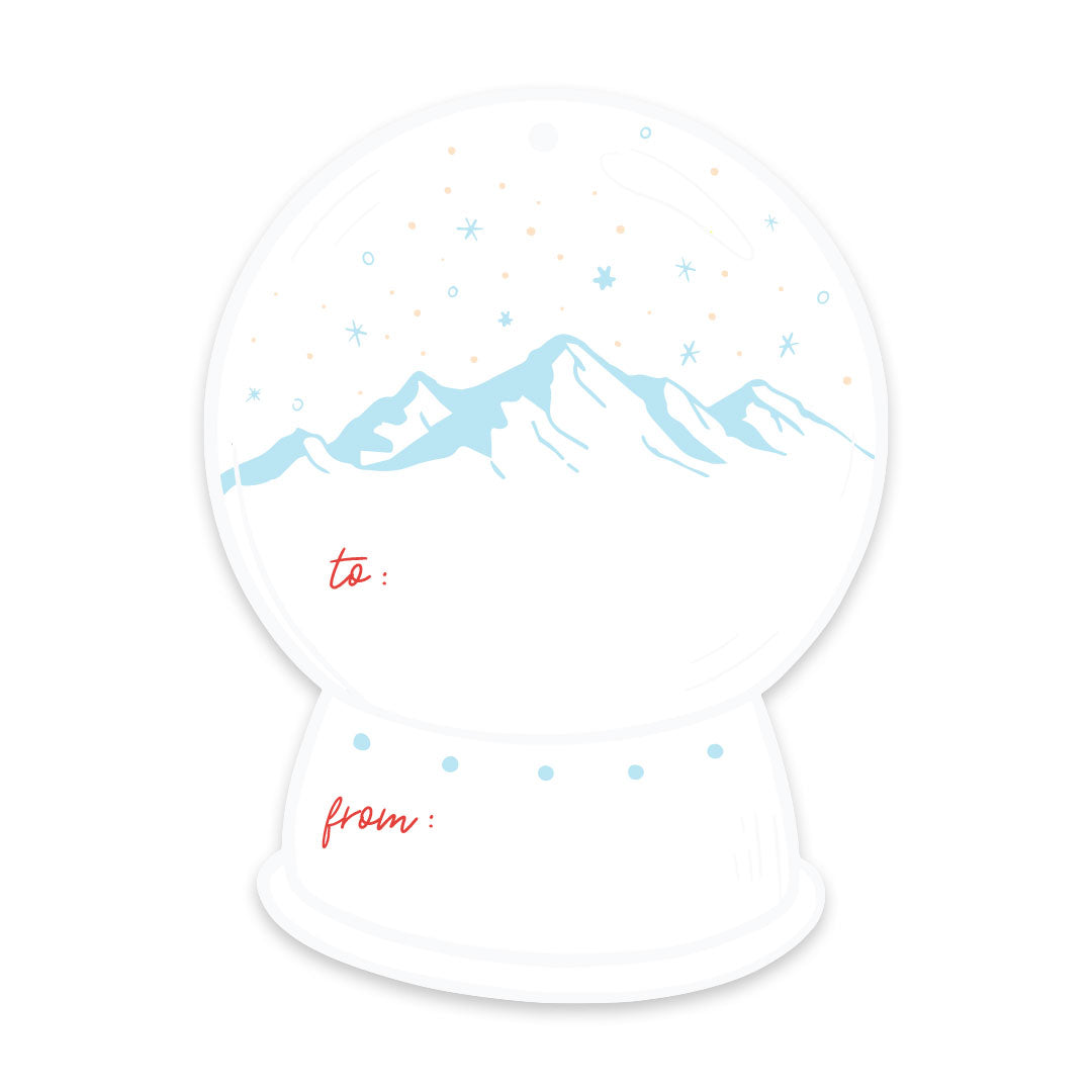 snow globe holiday gift tag