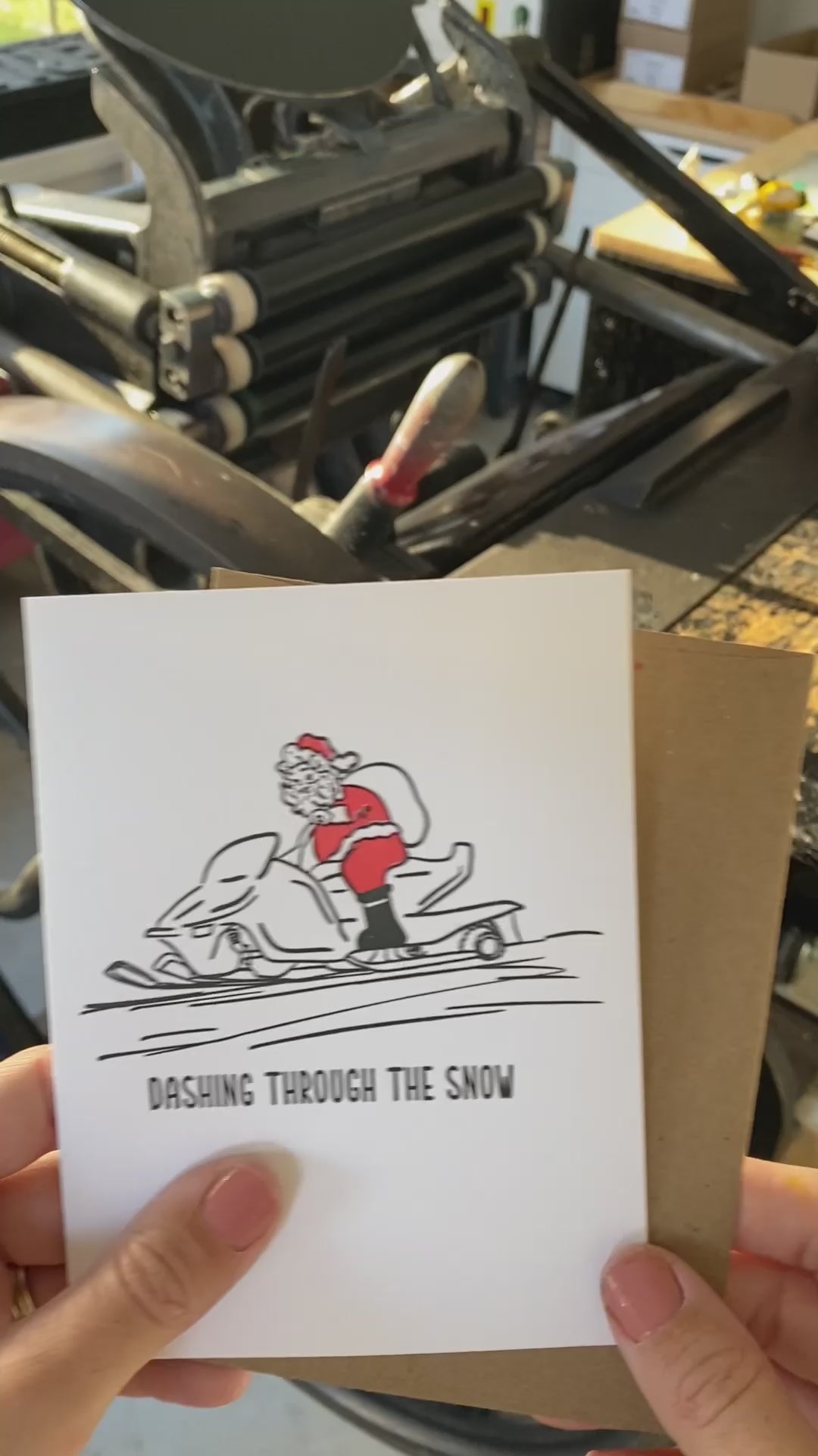 Dashing through the Snow Letterpress Card