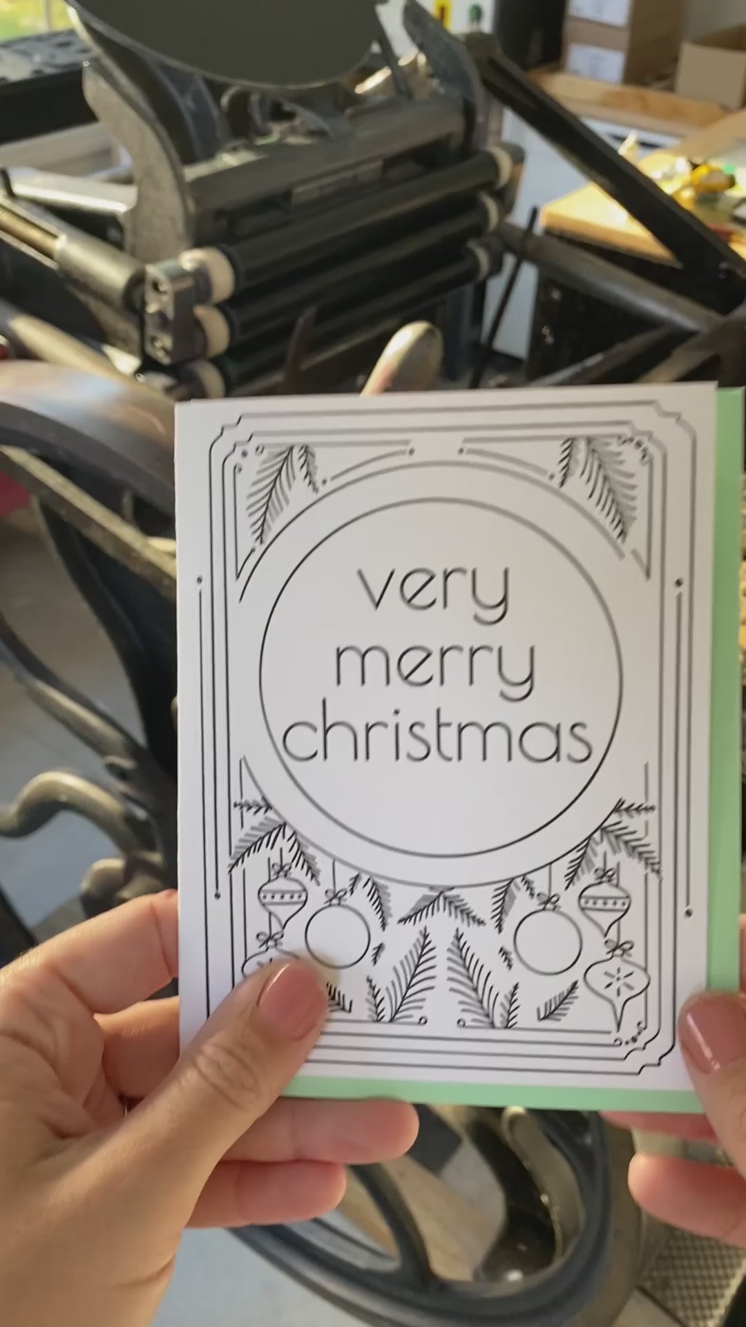 Very Merry Christmas Classic Design Letterpress Card