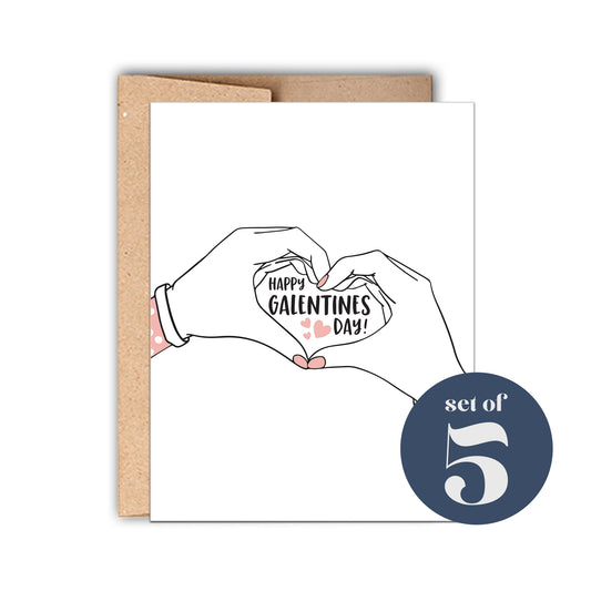 Heart Hands Happy Galentines Day Card Set