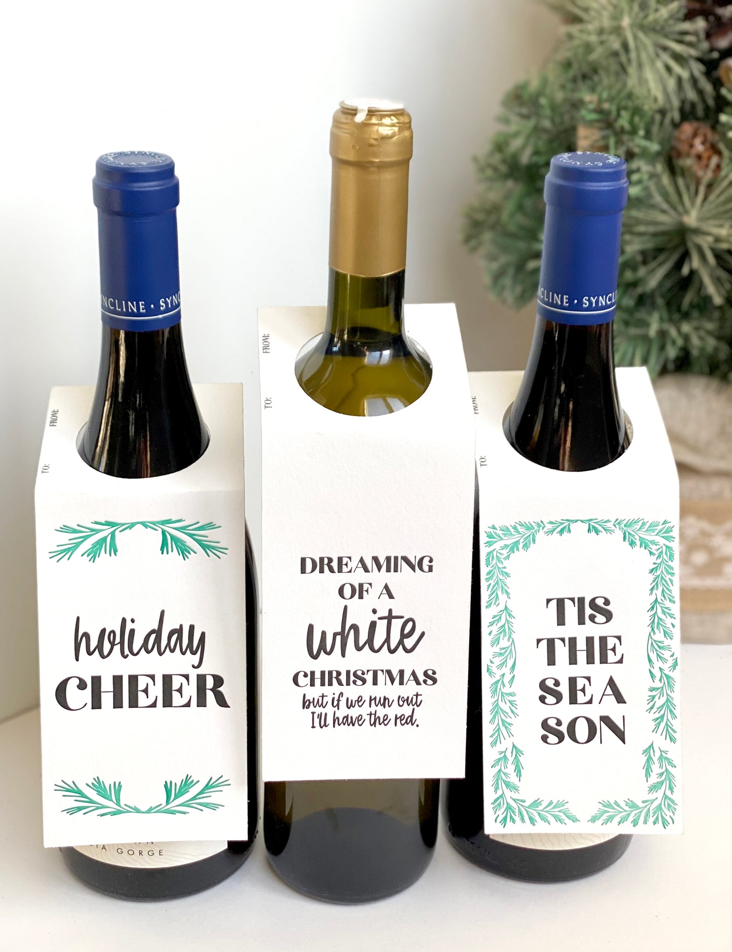 Holiday Wine Gift Tag Set of 3